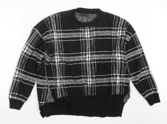 Marks and Spencer Womens Black Check Knit Pullover Jumper Size XL