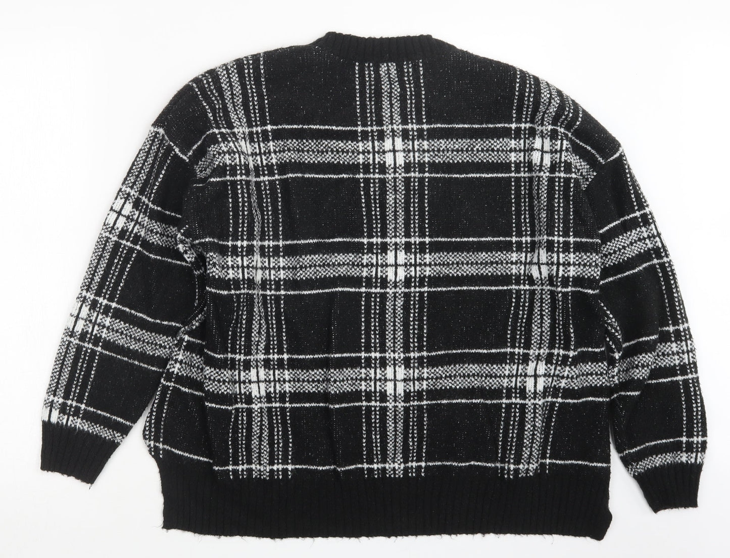 Marks and Spencer Womens Black Check Knit Pullover Jumper Size XL
