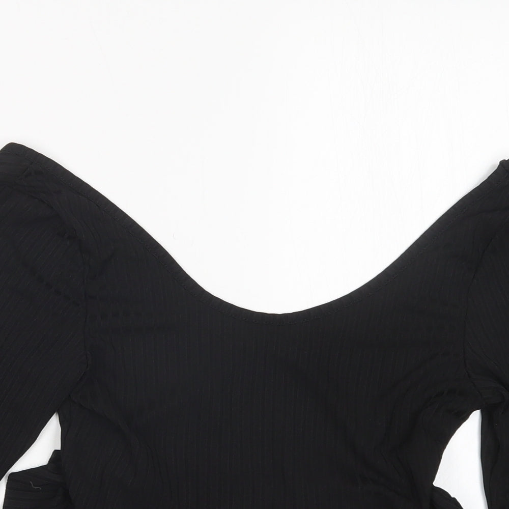 Nasty Gal Womens Black   Cropped T-Shirt Size 8