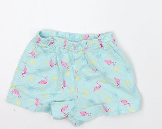 Matalan Girls Blue Geometric  Cropped Trousers Size 9 Months