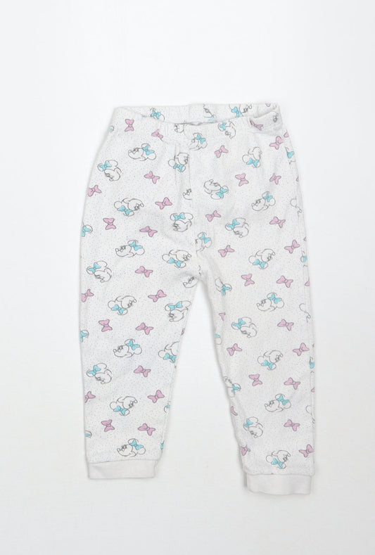 George Girls White Polka Dot  Sweatpants Trousers Size 18 Months