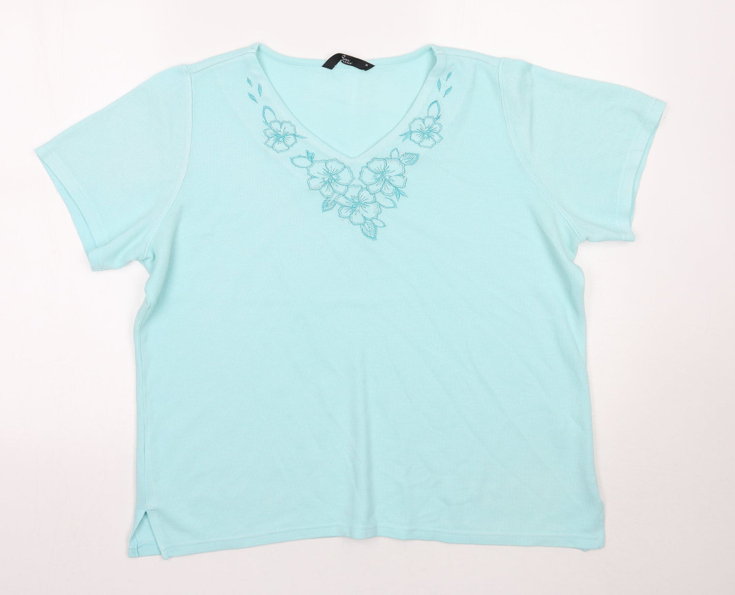 BM Womens Green Floral  Basic T-Shirt Size M