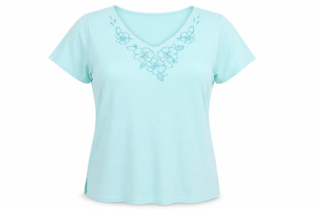 Bonmarché Womens Green Floral Basic T-Shirt Size M