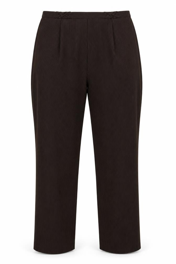 Bonmarché Womens Brown Striped Trousers Size 16 L30 in