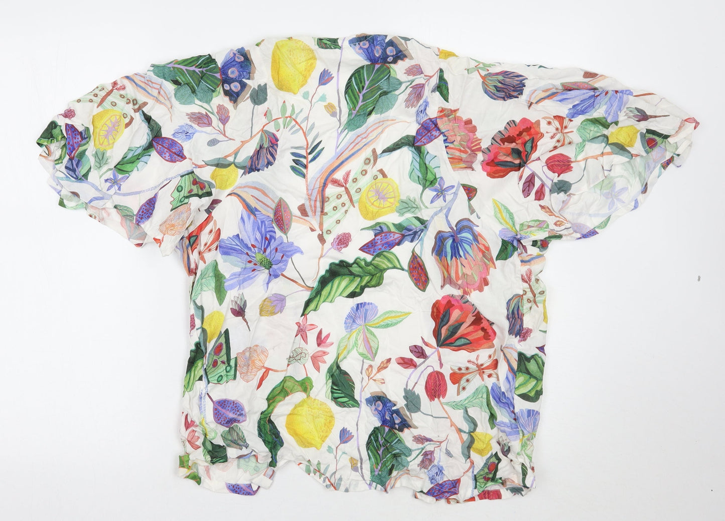 H&M Mens White Floral  Cardigan Jumper