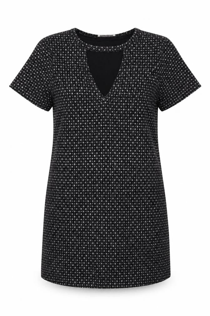 Oasis Womens Black Geometric Rayon A-Line  Size S