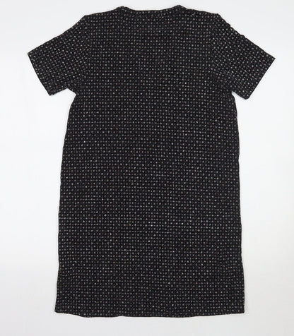 Oasis Womens Black Geometric Rayon A-Line  Size S