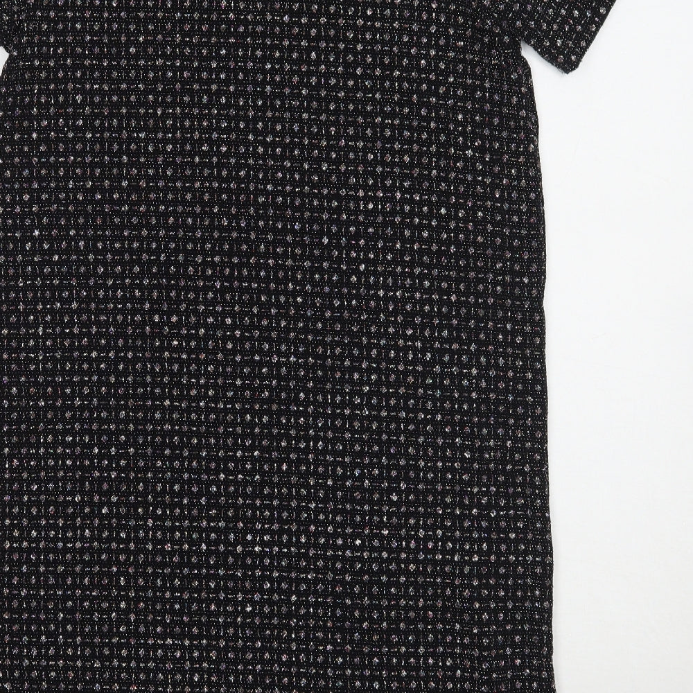 Oasis Womens Black Geometric Rayon A-Line  Size S