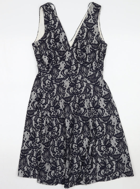 Wallis Womens Blue Floral  A-Line  Size 8