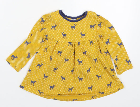 Mini Club Girls Yellow Polka Dot  Basic T-Shirt Size 9-12 Months  - Deer