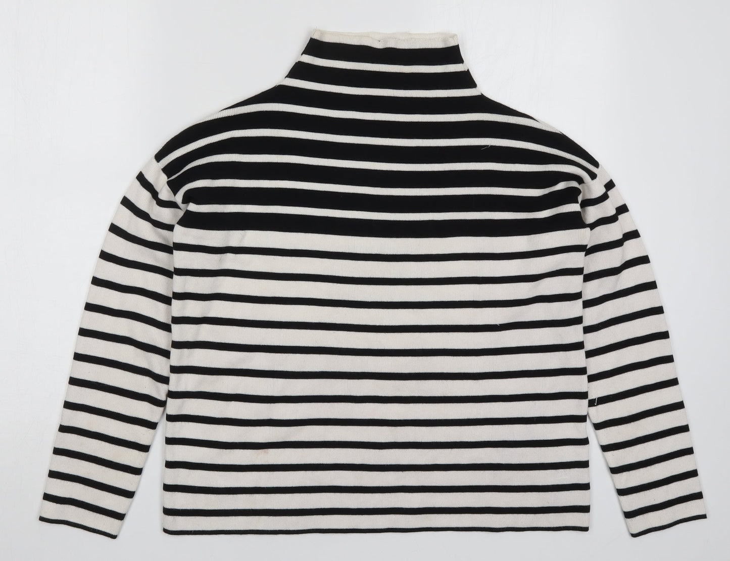 New Look Womens White Striped Knit Pullover Jumper Size S  - Black and White