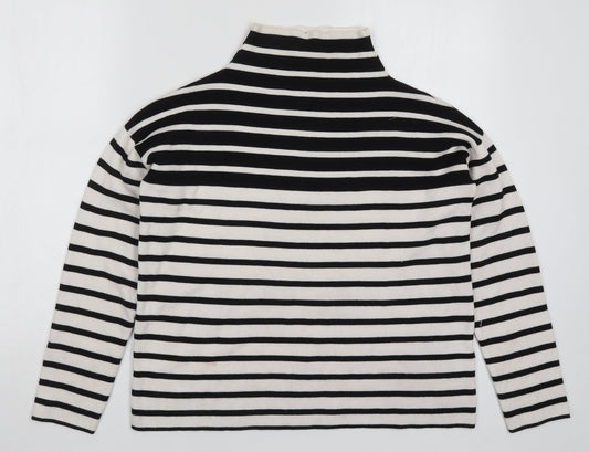 New Look Womens White Striped Knit Pullover Jumper Size S  - Black and White