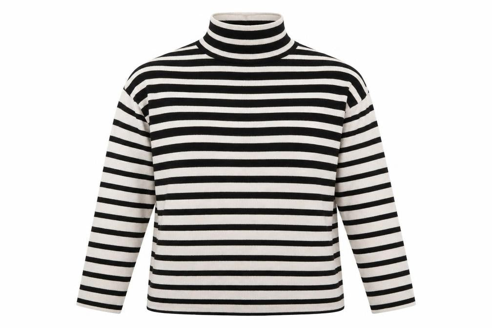 New Look Womens White Striped Knit Pullover Jumper Size S  - Black and White