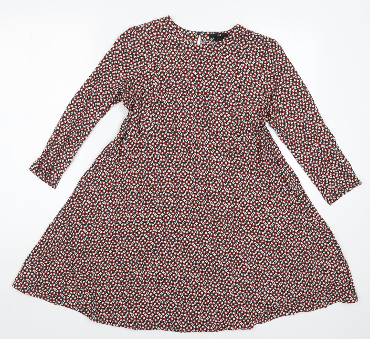 H&M Womens Blue Geometric  A-Line  Size 6