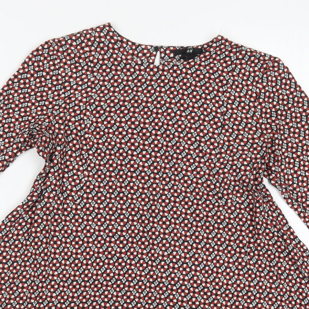 H&M Womens Blue Geometric  A-Line  Size 6