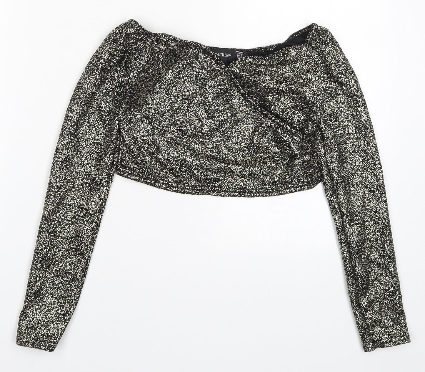 PRETTYLITTLETHING Womens Gold   Cropped T-Shirt Size 6