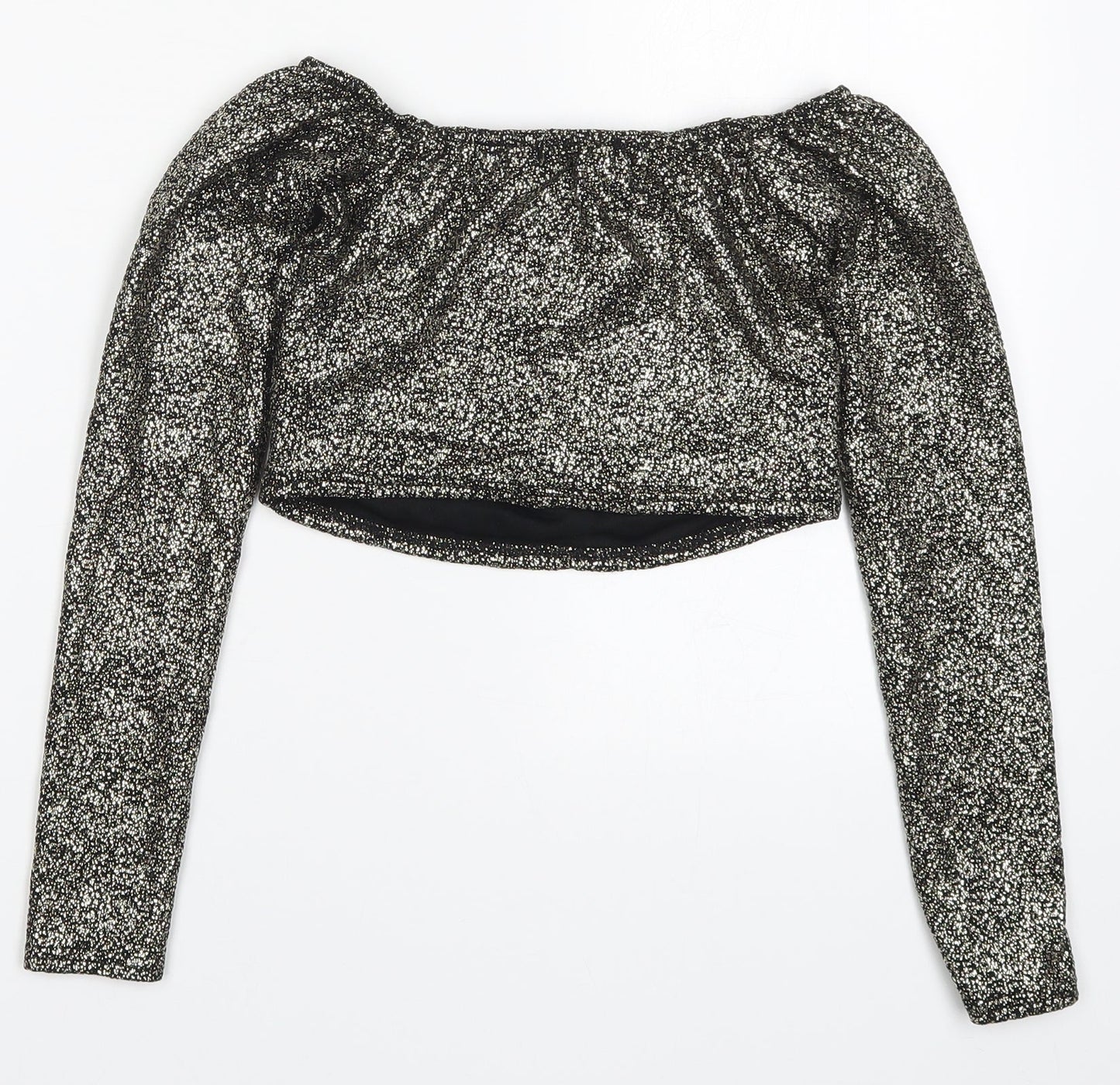 PRETTYLITTLETHING Womens Gold   Cropped T-Shirt Size 6