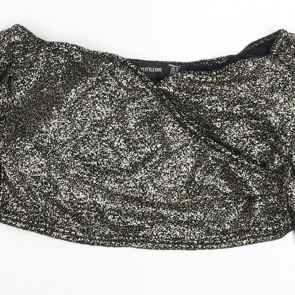 PRETTYLITTLETHING Womens Gold   Cropped T-Shirt Size 6