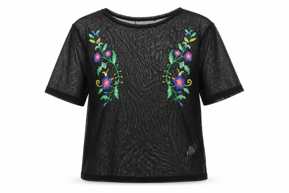 Zara Womens Black Floral  Basic T-Shirt Size S