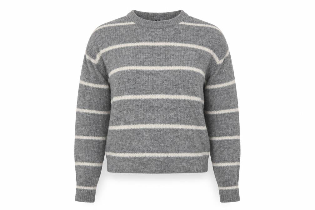 H&M Womens Grey Striped Knit Pullover Jumper Size M