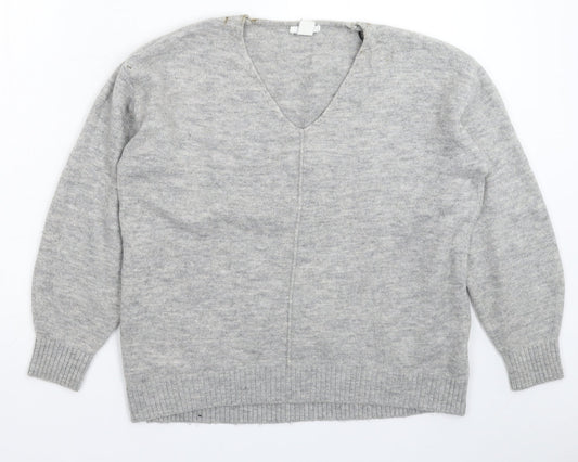 H&M Womens Grey  Knit Pullover Jumper Size XS