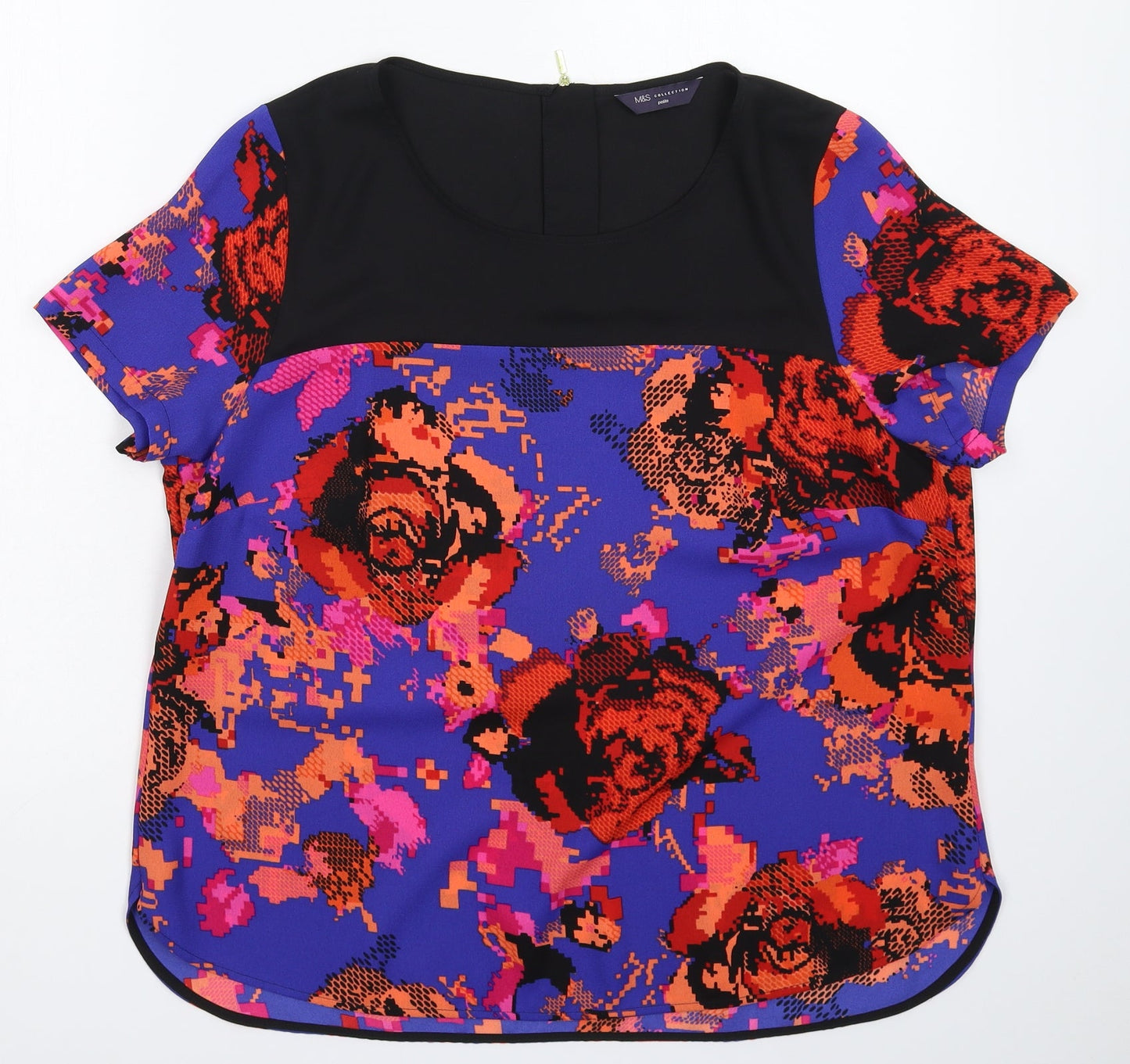 Marks and Spencer Womens Multicoloured Floral  Basic T-Shirt Size 14
