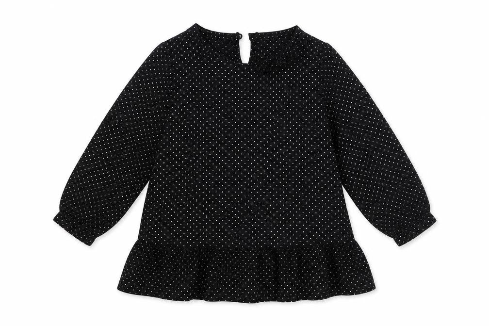 H&M Girls Black Polka Dot  Basic Blouse Size 2 Years