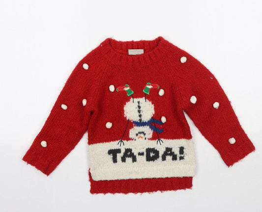 NEXT Girls Red Polka Dot  Pullover Jumper Size 3 Years