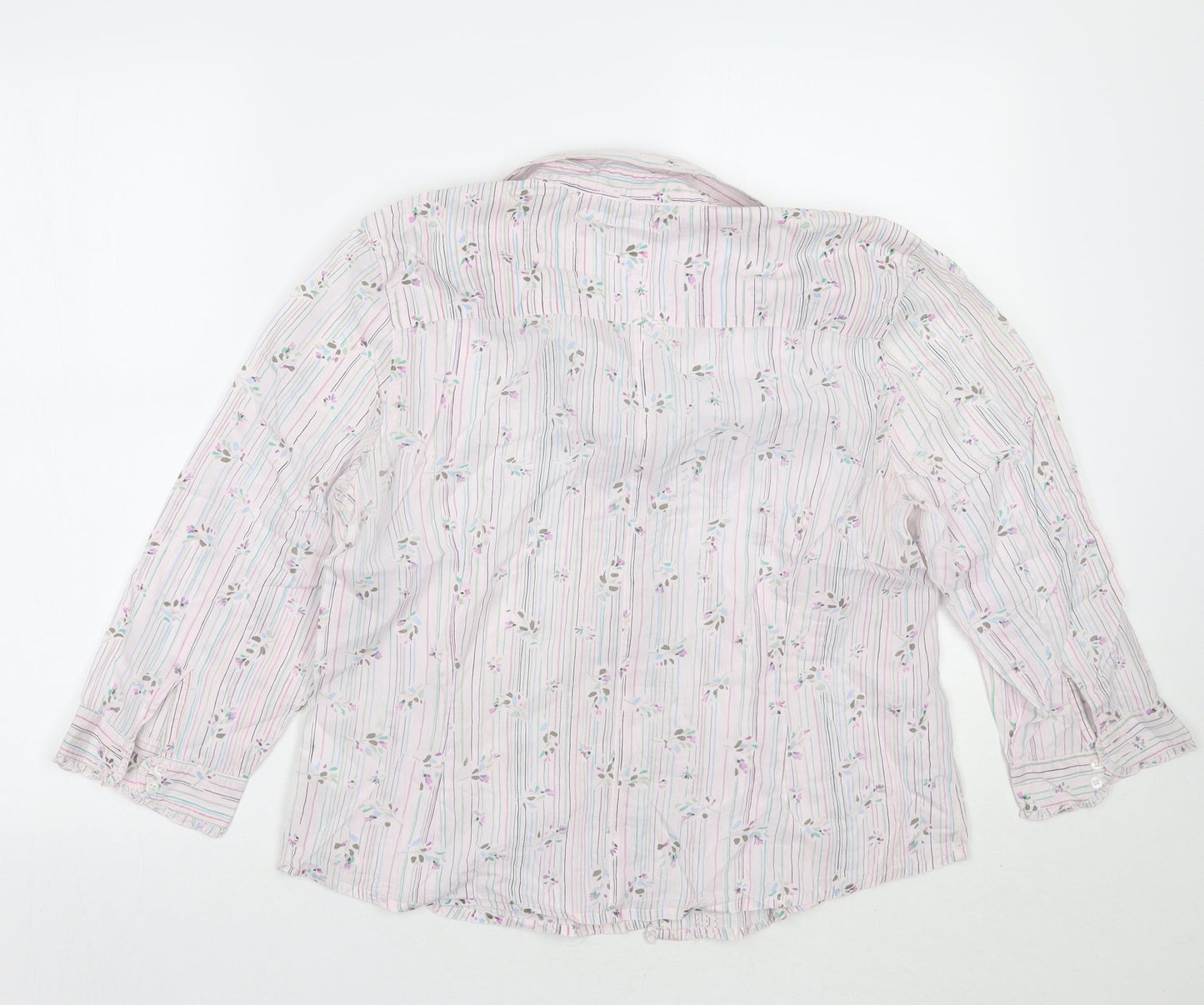 Monsoon Womens White Striped  Basic Button-Up Size M