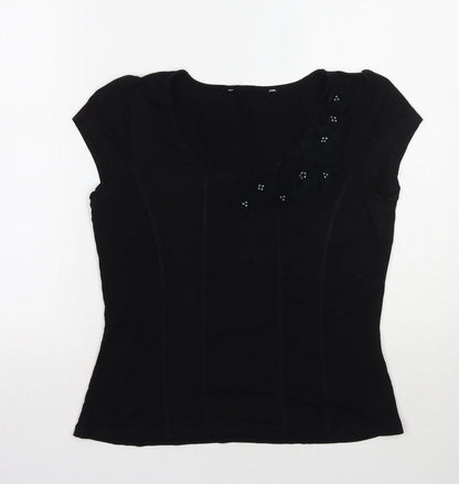 david emanuel Womens Black   Basic T-Shirt Size 12