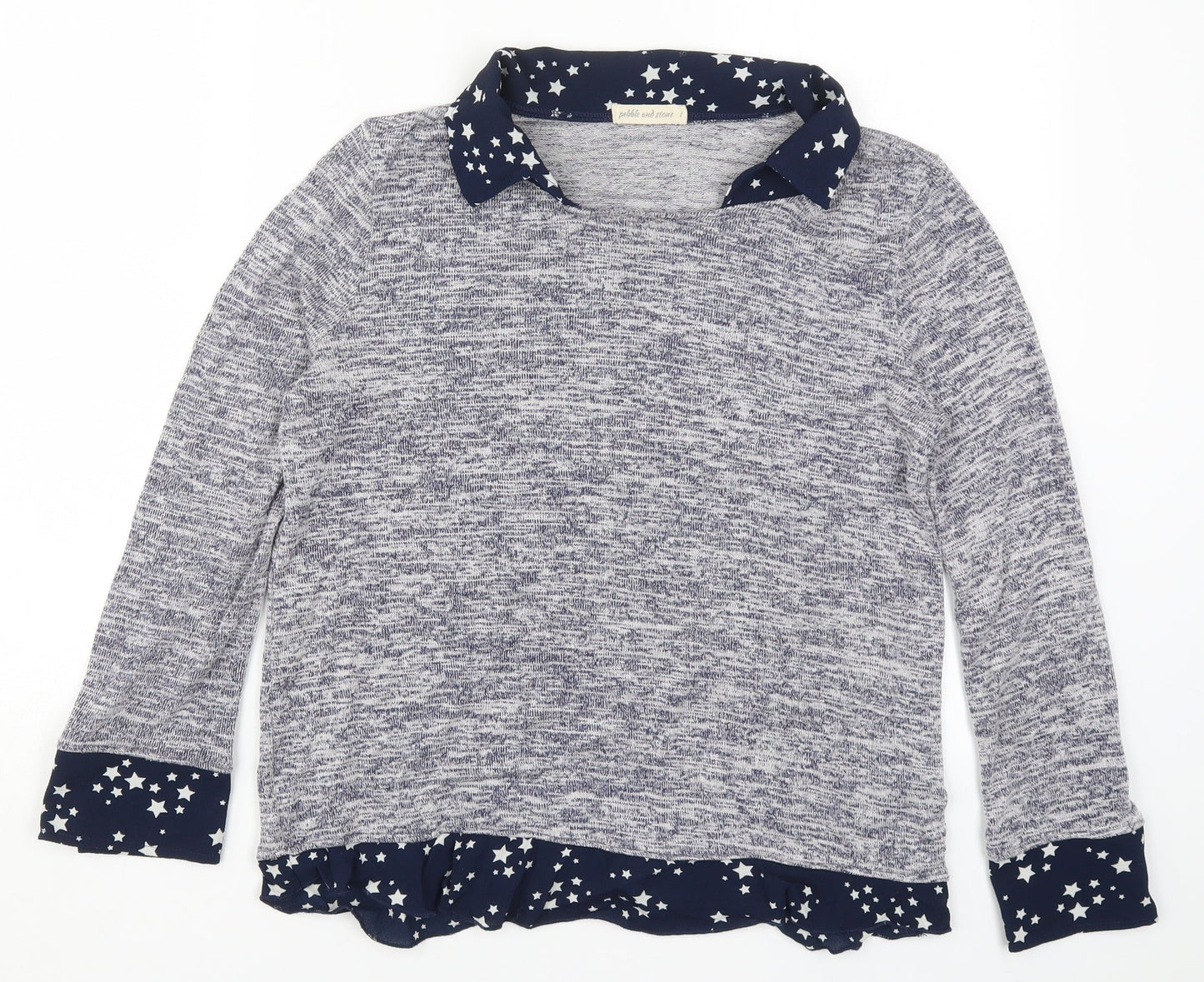Pebble & Stone Womens Blue  Rayon Pullover Jumper Size S  - Stars