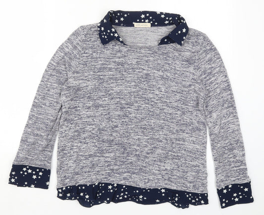 Pebble & Stone Womens Blue  Rayon Pullover Jumper Size S  - Stars