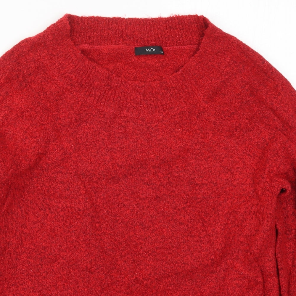 M&Co Womens Red  Knit Pullover Jumper Size 14
