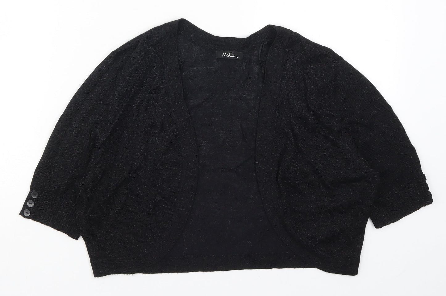 M&Co Womens Black  Knit Cardigan Jumper Size M