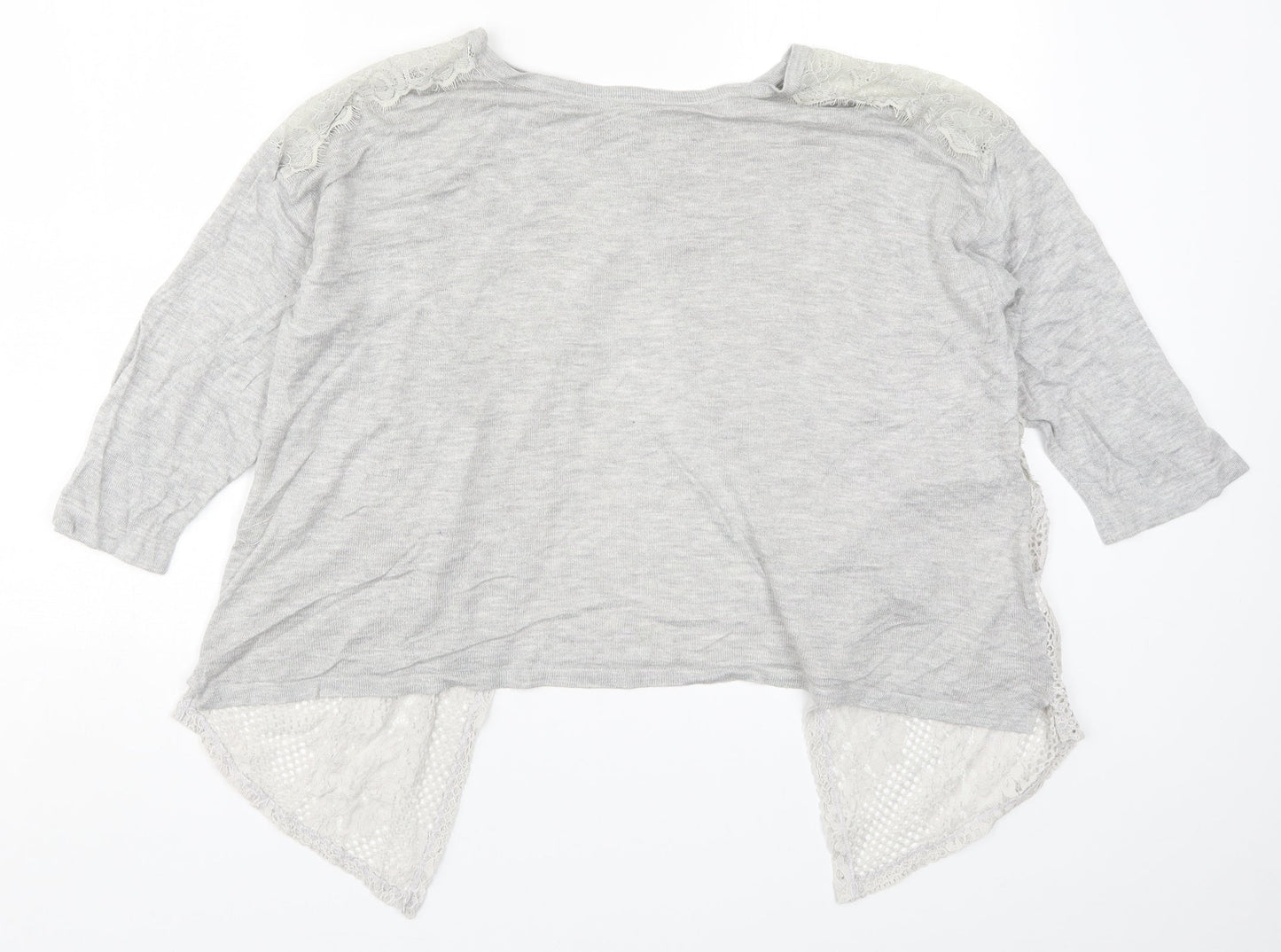 River Island Womens Grey  Lace Basic T-Shirt Size 10