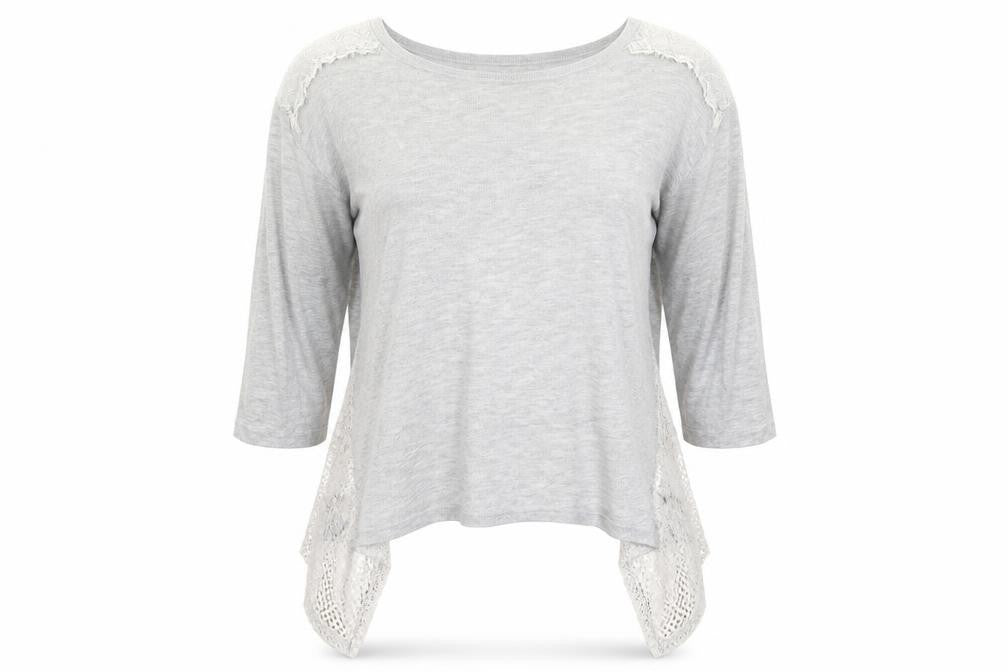 River Island Womens Grey  Lace Basic T-Shirt Size 10