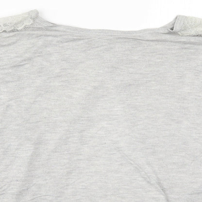 River Island Womens Grey  Lace Basic T-Shirt Size 10