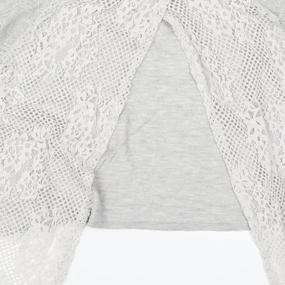 River Island Womens Grey  Lace Basic T-Shirt Size 10