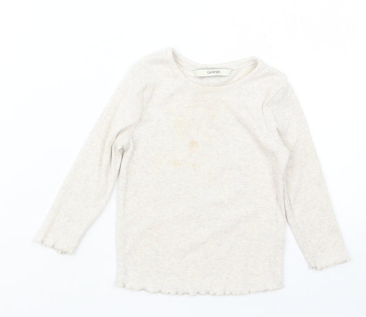 George Girls Beige   Basic T-Shirt Size 12-18 Months