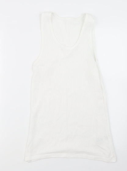 Marks & Spencer Womens White  Knit Basic T-Shirt Size S  - Long