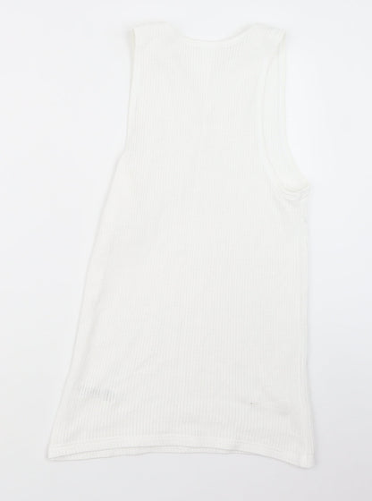 Marks & Spencer Womens White  Knit Basic T-Shirt Size S  - Long
