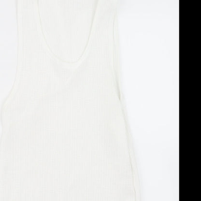 Marks & Spencer Womens White  Knit Basic T-Shirt Size S  - Long
