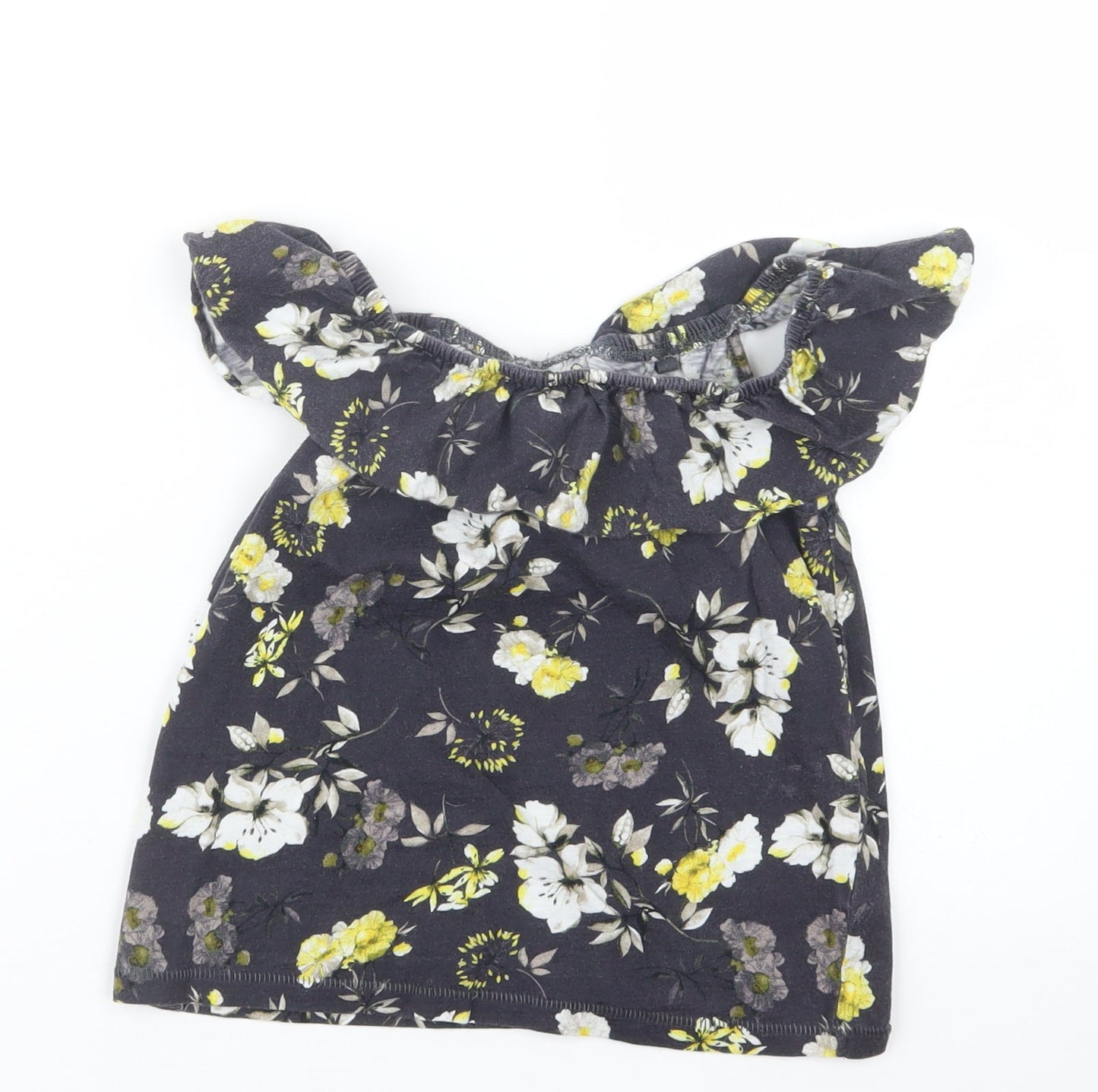 NEXT Girls Black Floral  Basic T-Shirt Size 7 Years
