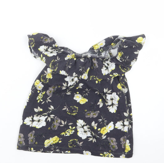 NEXT Girls Black Floral  Basic T-Shirt Size 7 Years