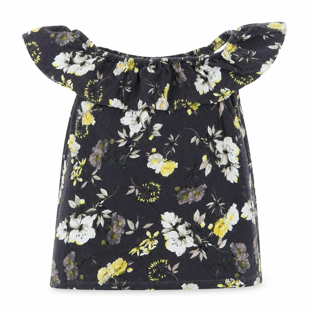 NEXT Girls Black Floral  Basic T-Shirt Size 7 Years