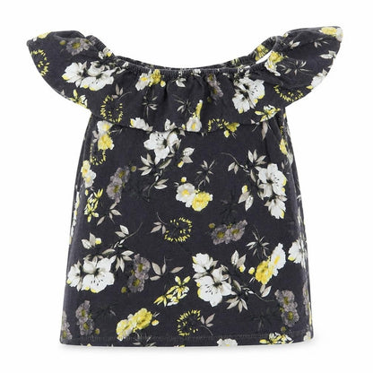 Next Girls Black Floral  Basic T-Shirt Size 7 Years