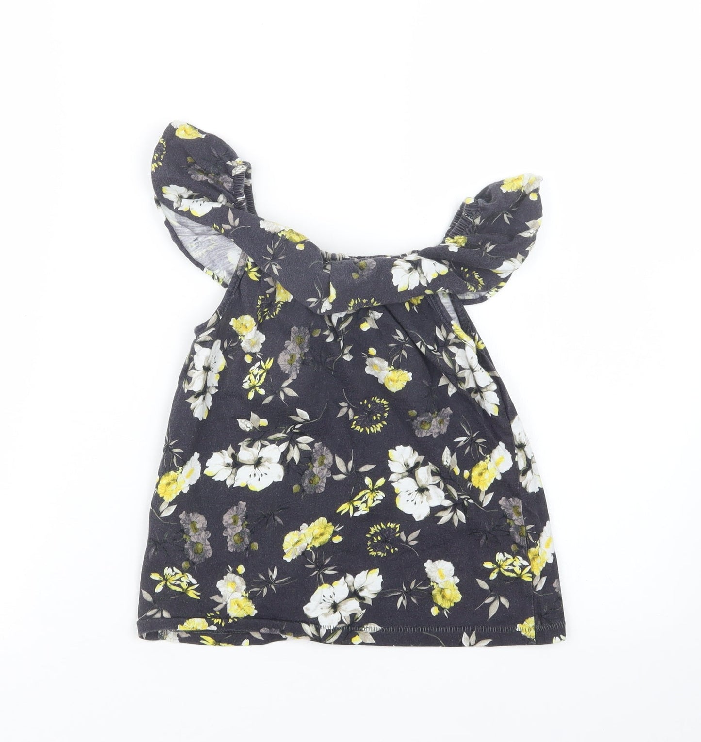 NEXT Girls Black Floral  Basic T-Shirt Size 7 Years