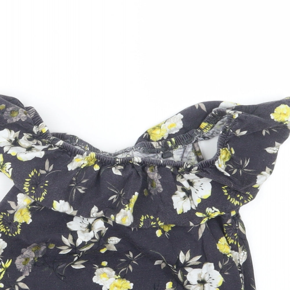 NEXT Girls Black Floral  Basic T-Shirt Size 7 Years