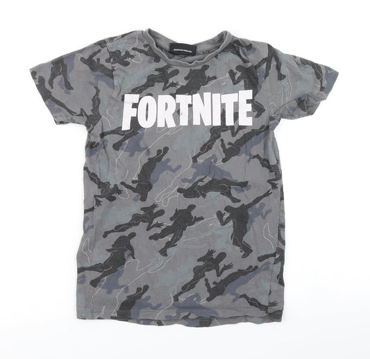Pep & Co Boys Grey Camouflage  Basic T-Shirt Size S  - Fortnite