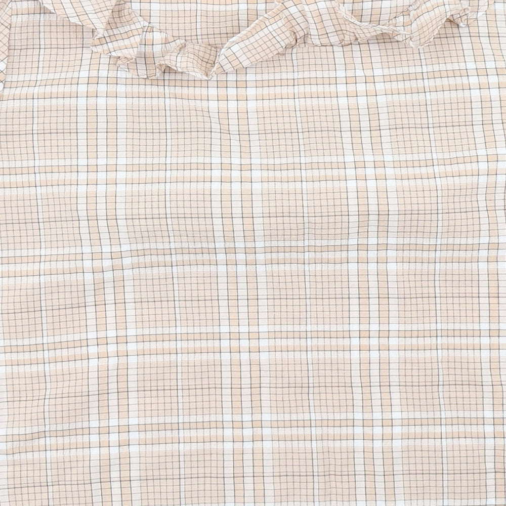 Papaya Womens Brown Plaid  Basic Blouse Size 12